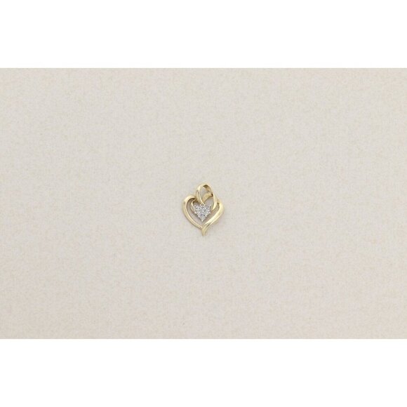 Pendant Only 10k Yellow Gold Diamond Heart Pendant - Picture 5 of 6